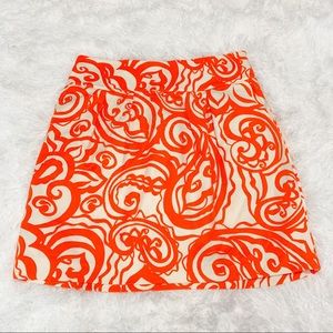 Merona Orange and Cream Abstract Print Skirt